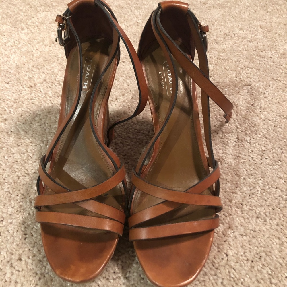 Excellent condition coach wedge platform sandals